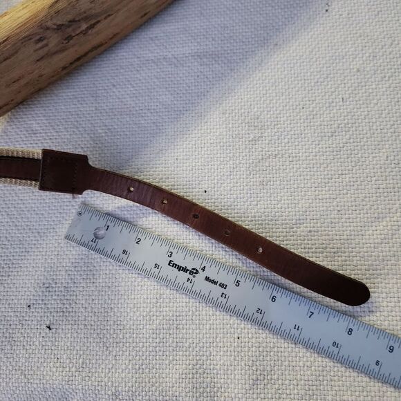 J crew vintage brown leather and canvas webbing belt - Picture 9 of 13